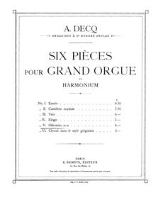 Partition , Offertoire, 6 Pièces pour Grand Orgue, 6 Pieces for Large Organ