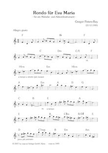 Partition Score / Partitur, Rondo für Eva Maria, Peters-Rey, Gregor