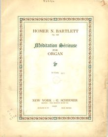 Partition complète, Méditation sérieuse, Op.243, Bartlett, Homer Newton