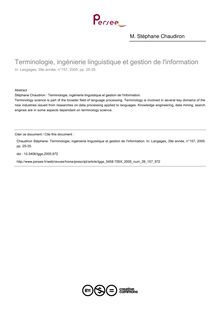 Terminologie, ingénierie linguistique et gestion de l information - article ; n°157 ; vol.39, pg 25-35