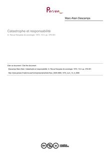 Catastrophe et responsabilité - article ; n°3 ; vol.13, pg 376-391