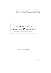 Introduction au Calcul des Probabilités