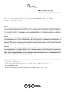 La propagande antimaçonnique sous le régime de Vichy - article ; n°1 ; vol.43, pg 76-89