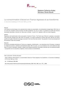 La consommation d alcool en France régresse et se transforme - article ; n°1 ; vol.176, pg 47-56