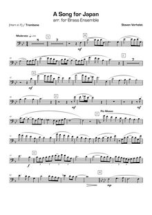 Partition cor en F/Trombone, A Song pour Japan, Verhelst, Steven