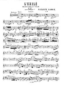 Partition violon Solo , partie, L exilé, Mélodie pour le violon avec accompagnement de piano