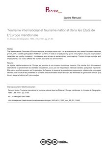 Tourisme international et tourisme national dans les États de L Europe méridionale - article ; n°551 ; vol.99, pg 21-50