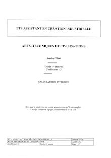 Arts, techniques et civilisations 2006 BTS Assistant en création industrielle