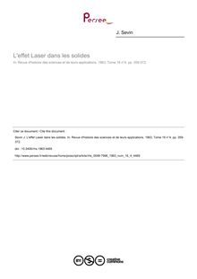 L effet Laser dans les solides - article ; n°4 ; vol.16, pg 359-372