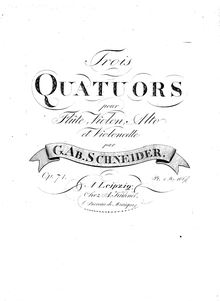 Partition viole de gambe, 3 flûte quatuors, Op.71, Schneider, Georg Abraham