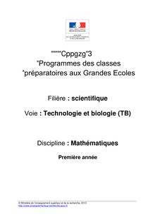 Programme des Classes Préparatoires aux Grandes Ecoles filière TB 2013-2014