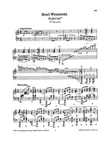 Partition complète, Kujawiak en A minor, 2nd Mazurka, Wieniawski, Henri