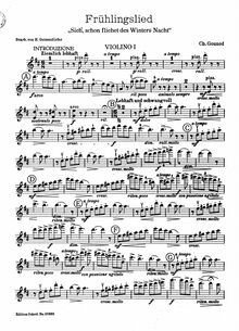 Partition de violon, Au printemps, Mélodie, Gounod, Charles