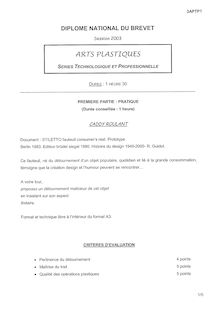 Arts Plastiques 2003 Brevet (filière technologique)