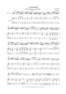 Partition complète, Sonatina pour mandoline et Piano, WoO 44a, C major