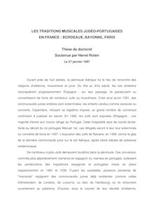 LES TRADITIONS MUSICALES JUDÉO-PORTUGAISES EN FRANCE : BORDEAUX ...