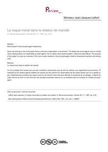 Le risque moral dans la relation de mandat - article ; n°1 ; vol.38, pg 5-24