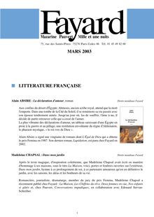 LITTERATURE FRANÇAISE - s LITTERATURE FRANÇAISE MARS 2003