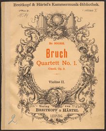 Partition violon 2, corde quatuor No.1, C minor, Bruch, Max