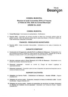 Ordre du Jour Conseil Municipal de Besançon 2/11/15