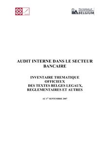 Thematische inventaris van de Belgische wettelijke en reglementaire teksten inzake interne audit kanteldocument