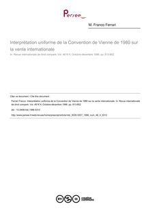 Interprétation uniforme de la Convention de Vienne de 1980 sur la vente internationale - article ; n°4 ; vol.48, pg 813-852