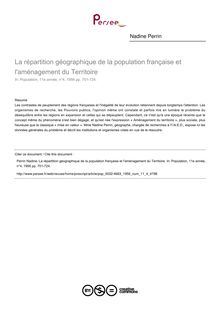 La répartition géographique de la population française et l aménagement du Territoire - article ; n°4 ; vol.11, pg 701-724