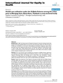 Health care utilisation under the 30-Baht Scheme among the urban poor in Mitrapap slum, Khon Kaen, Thailand: a cross-sectional study