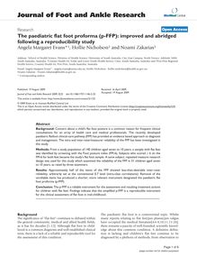 The paediatric flat foot proforma (p-FFP): improved and abridged following a reproducibility study