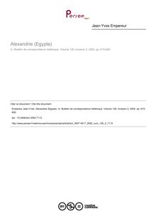 Alexandrie (Egypte) - article ; n°2 ; vol.126, pg 615-626