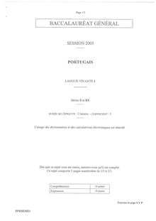 Portugais LV1 2005 Sciences Economiques et Sociales Baccalauréat général