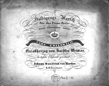 Partition complète, Huldigungs-Marsch, C major, Herder, Johann Jakob Gottfried von