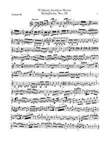 Partition violons II, Symphony No.36, Linz Symphony, C major, Mozart, Wolfgang Amadeus par Wolfgang Amadeus Mozart