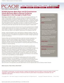 PCAOB News - Furthering Cooperation in the Oversight of Audit Firms