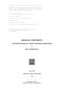 Musical Portraits - Interpretations of Twenty Modern Composers