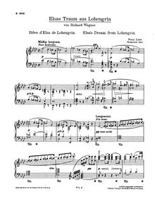 Partition , Elsas Traum (S.446/2), Aus Lohengrin, Liszt, Franz