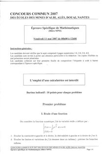 Mathématiques 2007 Classe Prepa MP Ecole des Mines de Paris
