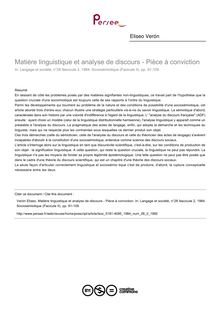 Matière linguistique et analyse de discours - Pièce à conviction - article ; n°2 ; vol.28, pg 91-109