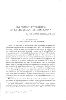 Los poderes intermedios en la República de Jean Bodin