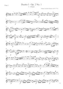Partition flûte 1 , partie, 6 duos pour 2 flûtes, Op.2, Quantz, Johann Joachim
