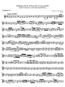 Partition violons I, Romance pour violon et orchestre, F Major, Beethoven, Ludwig van