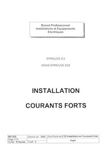 Installation courants forts 2002 BP - Installations et équipements électriques