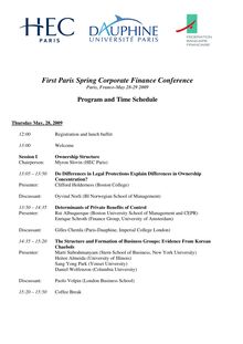 First Paris Spring Corporate Finance Conference Paris France May
