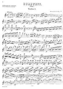 Partition violon 1, corde quatuor No.11, Op.61 (Dvořák, Antonín)