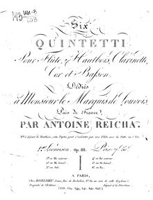 Partition flûte, Quintuor I en Mi mineur, Op.88 No.1, Wind Quintet No.1, Op.88 No.1