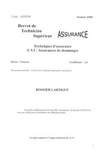 Assurance dommages 2008 BTS Assurance
