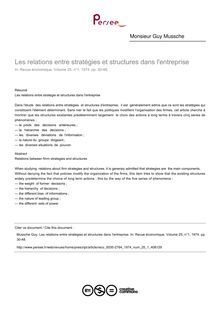 Les relations entre stratégies et structures dans l entreprise - article ; n°1 ; vol.25, pg 30-48