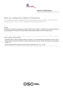 Note sui criptoportici pubblici in Campania - article ; n°1 ; vol.14, pg 143-165