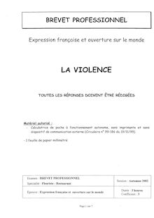 Expression française et ouverture sur le monde 2002 BP - Fleuriste