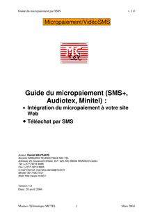 Guide du micropaiement (SMS+, Audiotex, Minitel) :